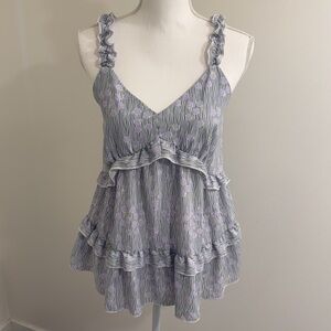 HAILEY & CO. Babydoll Ruffle Tiered Tank Top Black Purple Women’s Size Small